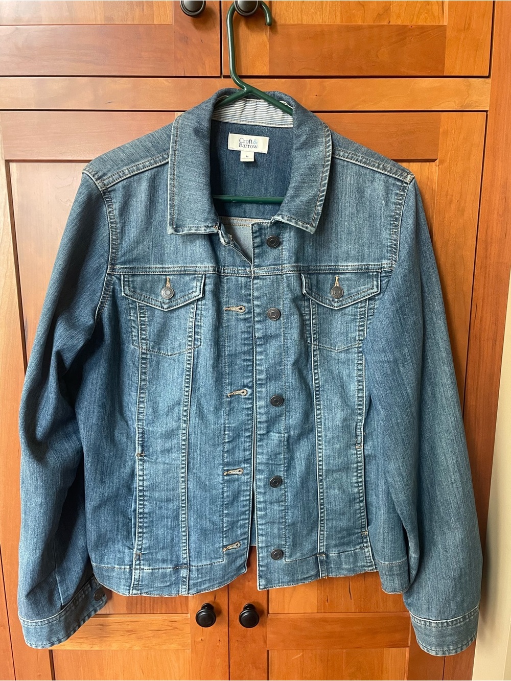 croft & barrow Medium Blue Denim Jacket with Button Front